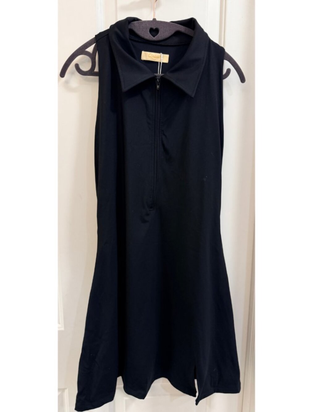 NWT QINSEN Black Zip Front Tennis Dress XL - Picture 2 of 11
